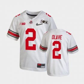#2 Chris Olave 2021 National Championship Ohio State Youth White Jersey 632969-243