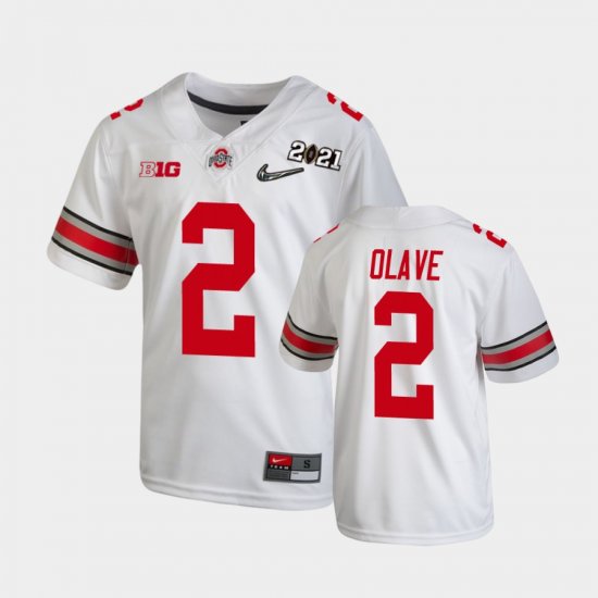 #2 Chris Olave 2021 National Championship Ohio State Youth White Jersey 632969-243