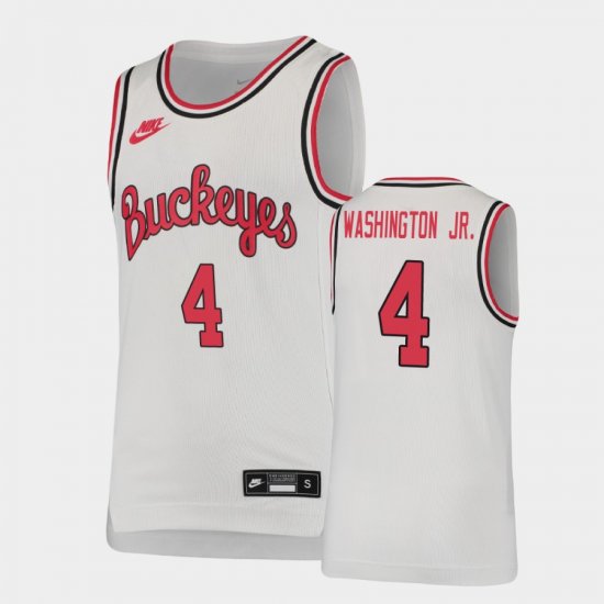 #4 Duane Washington Jr. Throwback Ohio State Basketball Youth White Jersey 185716-323
