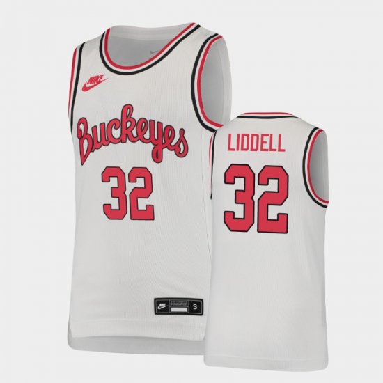 #32 E.J. Liddell Throwback OSU Basketball Youth White Jersey 272166-304