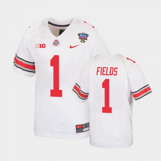 #1 Justin Fields 2021 Sugar Bowl OSU Buckeyes Replica Youth White Jersey 805414-898