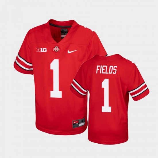 #1 Justin Fields College Football Ohio State Buckeyes Replica Youth Scarlet Jersey 573268-741