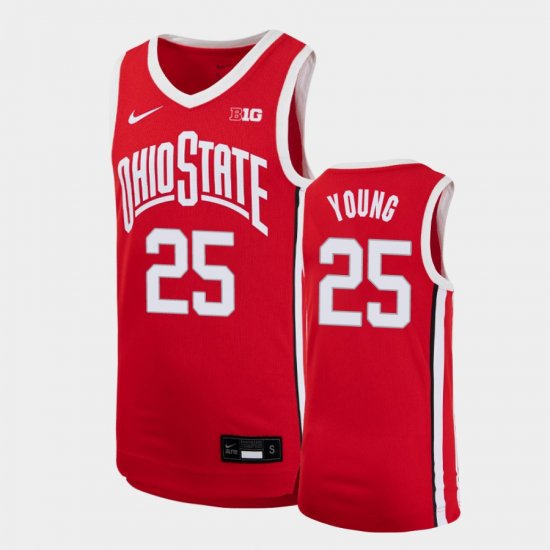 #25 Kyle Young Replica Ohio State Basketball Youth Scarlet Jersey 848901-763