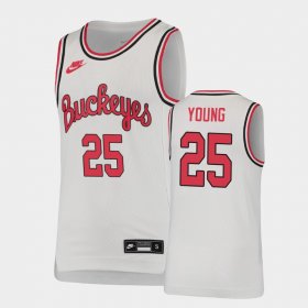 #25 Kyle Young Throwback OSU Buckeyes Basketball Youth White Jersey 424882-936