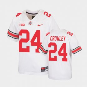 #24 Marcus Crowley Replica Ohio State Buckeyes Football Youth White Jersey 372645-648