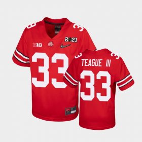 #33 Master Teague III 2021 National Championship Ohio State Buckeyes Youth Scarlet Jersey 517562-909