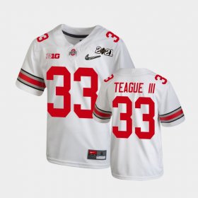 #33 Master Teague III 2021 National Championship OSU Buckeyes Youth White Jersey 151142-527