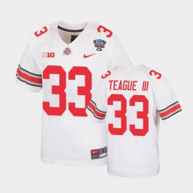 #33 Master Teague III 2021 Sugar Bowl Ohio State Replica Youth White Jersey 391745-729