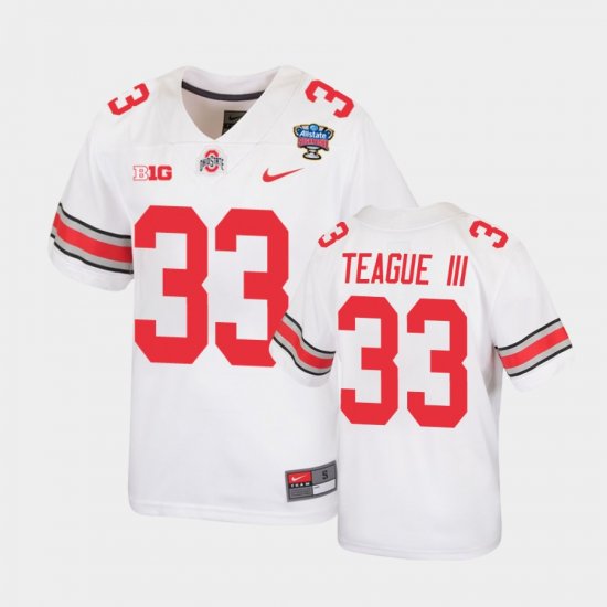 #33 Master Teague III 2021 Sugar Bowl Ohio State Replica Youth White Jersey 391745-729