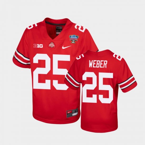 #25 Mike Weber 2021 Sugar Bowl Ohio State College Football Youth Scarlet Jersey 948606-407