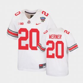 #20 Pete Werner 2021 Sugar Bowl Ohio State Replica Youth White Jersey 775410-572 #20 Pete Werner 2021 Sugar Bowl Ohio State Replica Youth White Jersey 775410-572