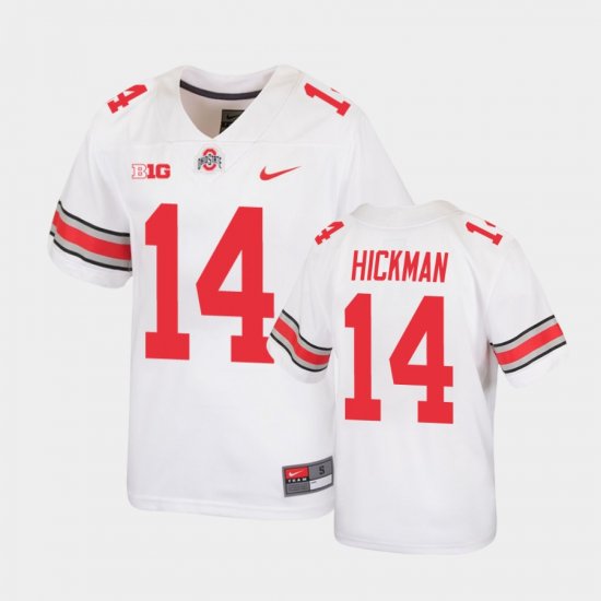 #14 Ronnie Hickman Replica Ohio State Buckeyes Football Youth White Jersey 588741-712