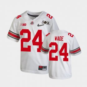 #24 Shaun Wade 2021 National Championship OSU Buckeyes Youth White Jersey 990659-342 #24 Shaun Wade 2021 National Championship OSU Buckeyes Youth White Jersey 990659-342