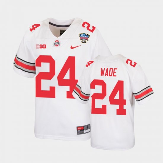 #24 Shaun Wade 2021 Sugar Bowl OSU Replica Youth White Jersey 509003-340
