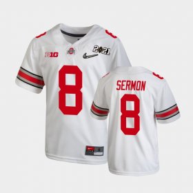 #8 Trey Sermon 2021 National Championship OSU Buckeyes Youth White Jersey 472003-250 #8 Trey Sermon 2021 National Championship OSU Buckeyes Youth White Jersey 472003-250