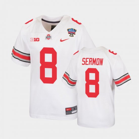 #8 Trey Sermon 2021 Sugar Bowl OSU Replica Youth White Jersey 855272-413