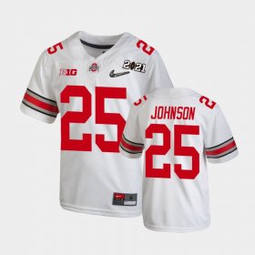 #25 Xavier Johnson 2021 National Championship Ohio State Buckeyes Youth White Jersey 585719-289 #25 Xavier Johnson 2021 National Championship Ohio State Buckeyes Youth White Jersey 585719-289