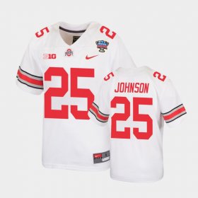 #25 Xavier Johnson 2021 Sugar Bowl OSU Replica Youth White Jersey 409879-289 #25 Xavier Johnson 2021 Sugar Bowl OSU Replica Youth White Jersey 409879-289