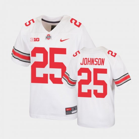 #25 Xavier Johnson Replica Ohio State Football Youth White Jersey 750047-453